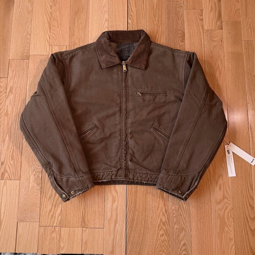 Elwood Petrol Workwear Cropped Flannel Lined Jacket Brown Adult Medium NWT